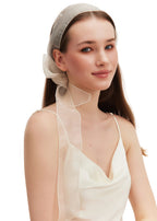Silk Organza Skinny Scarf - White