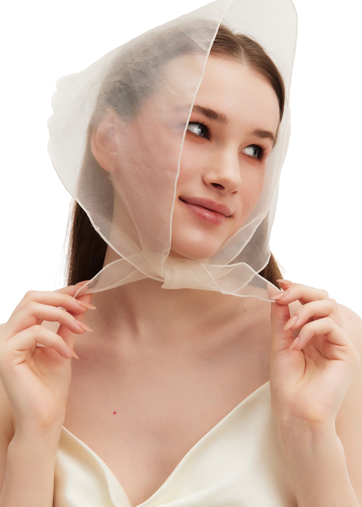Silk Organza Triangle Scarf - White