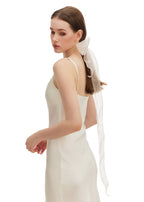 Silk Organza Skinny Scarf - White