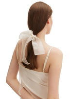 Silk Organza Skinny Scarf - White