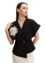 Olah Bloom Silk Flower Pin - Feather Ivory
