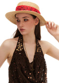 Raffia Straw Hat with Paisly Silk Band