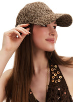 Leopard Print Baseball Cap - Stone