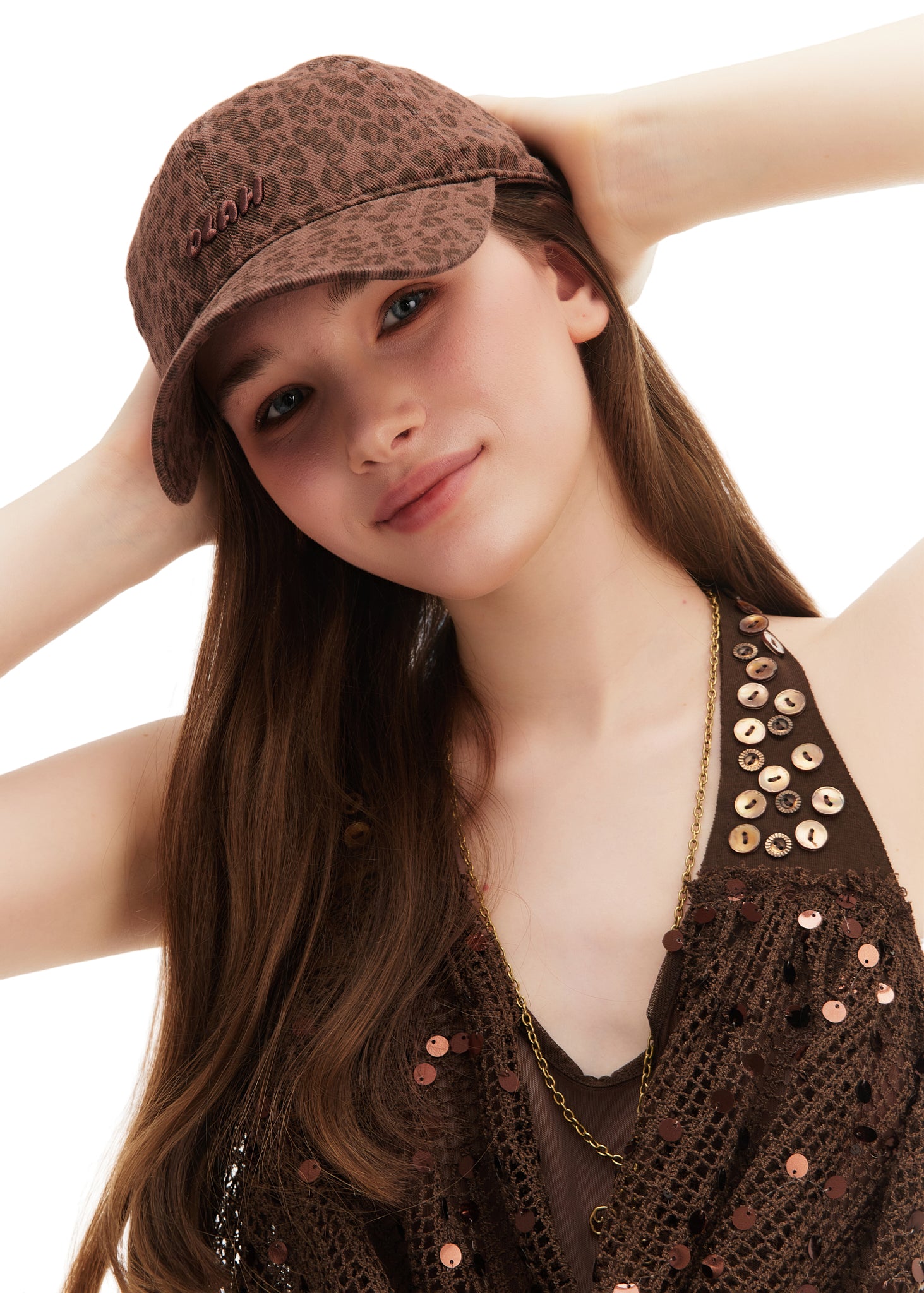 Leopard Print Baseball Cap - Brown