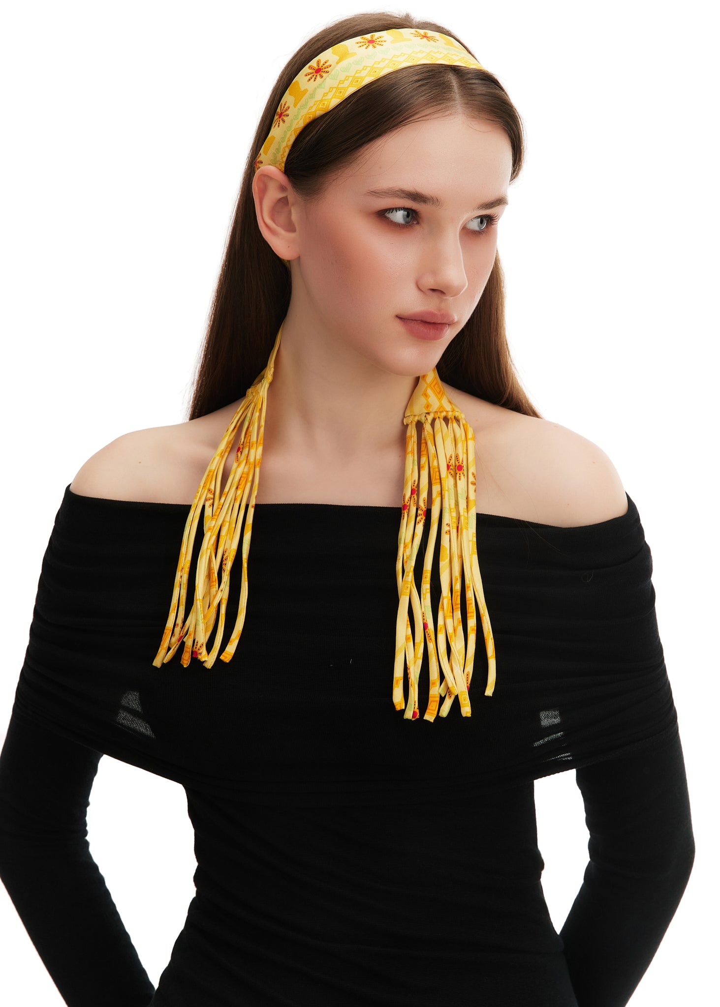 Frida With Love Silk Skinny Fringe Scarf - Marigold Sol