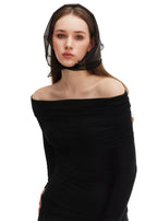 Silk Organza Triangle Scarf - Black