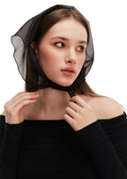 Silk Organza Triangle Scarf - Black