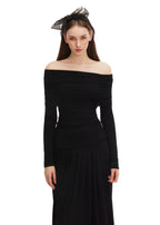 Silk Organza Skinny Scarf - Black