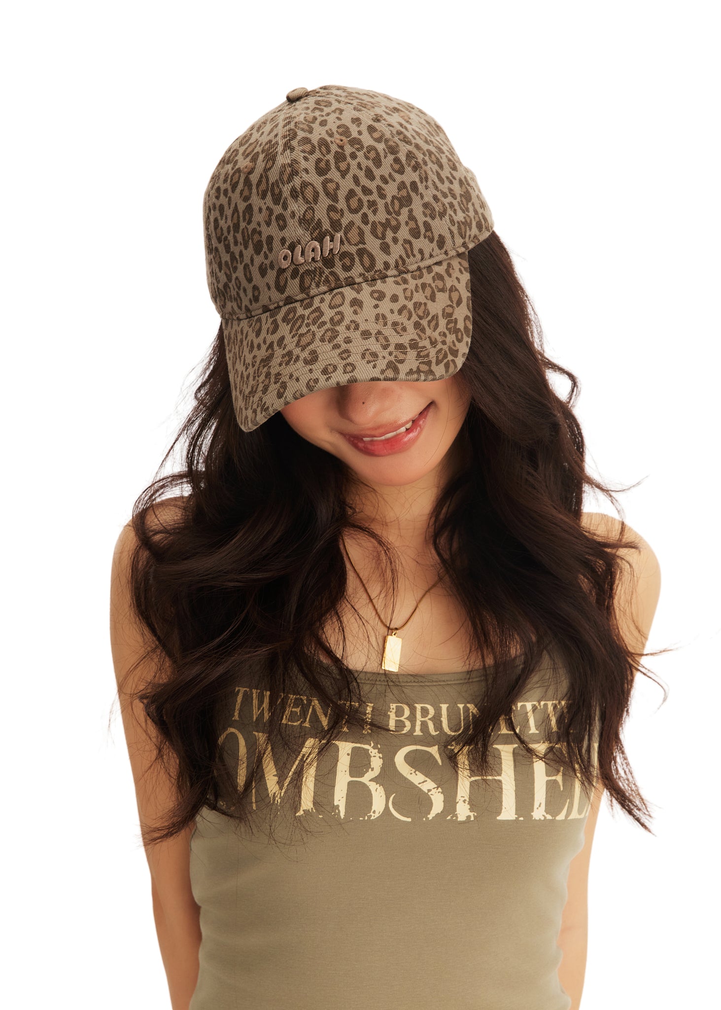 Leopard Print Baseball Cap - Stone