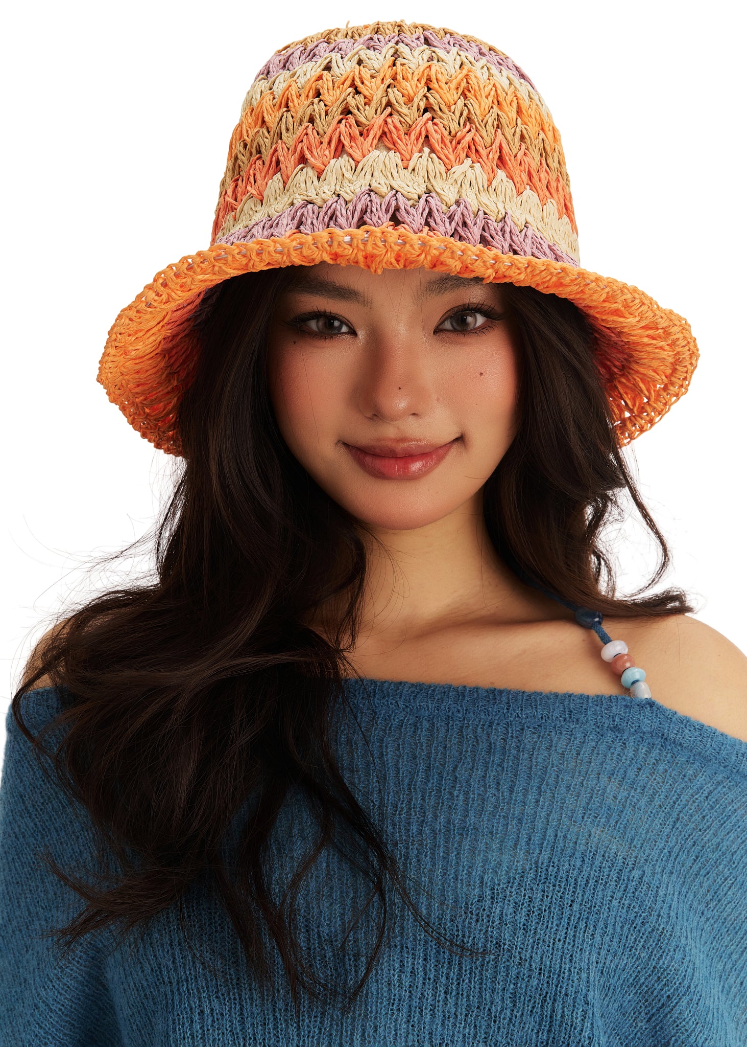Peach Bellini Packable Straw Hat