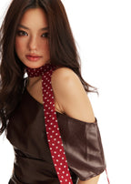 Le Petit Dot Silk Hair Ribbon Scarf - Bordeaux
