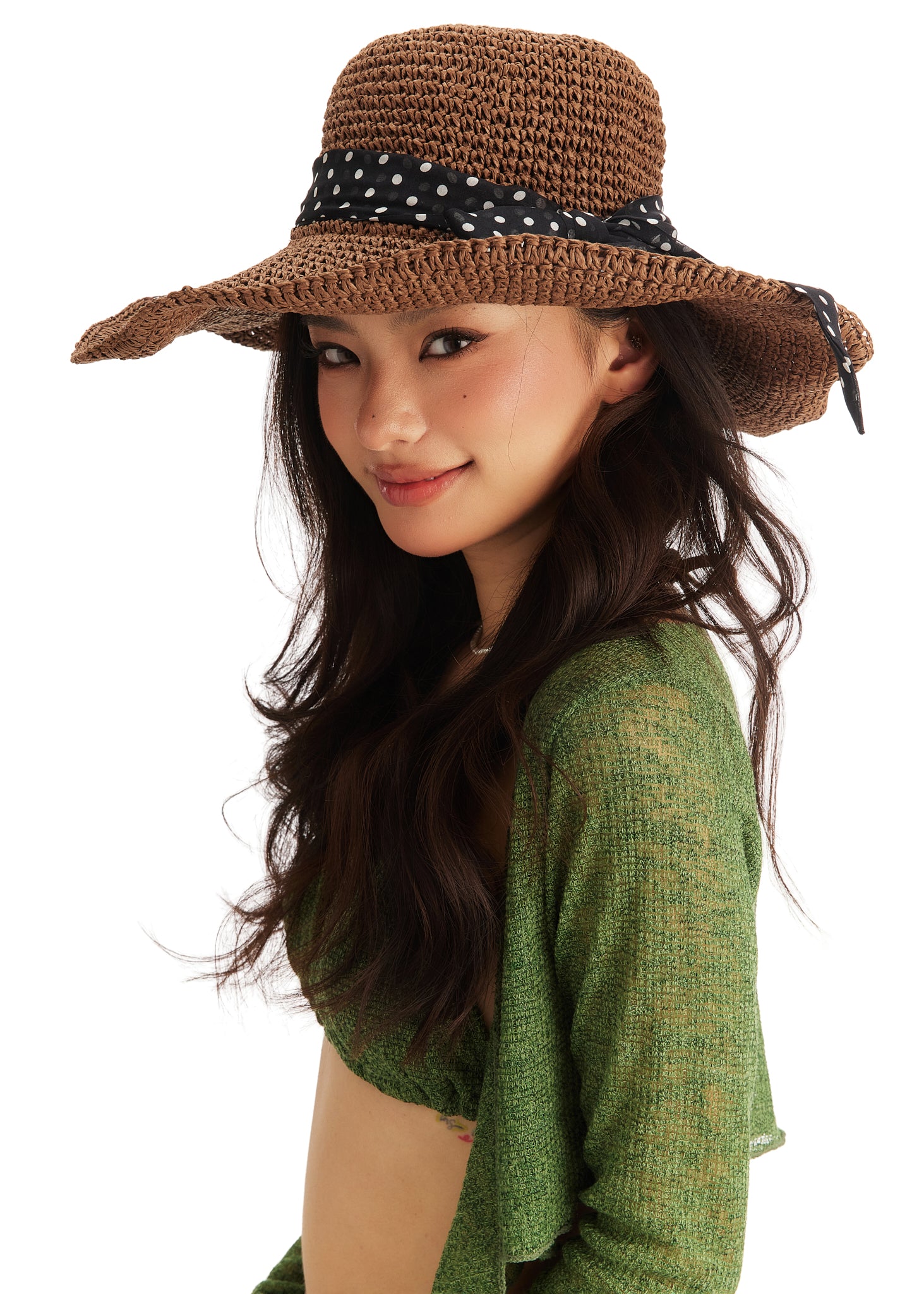 Wild Brim Packable Straw Hat with Silk Ribbon - Café Noir