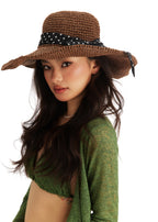 Wild Brim Packable Straw Hat with Silk Ribbon - Café Noir
