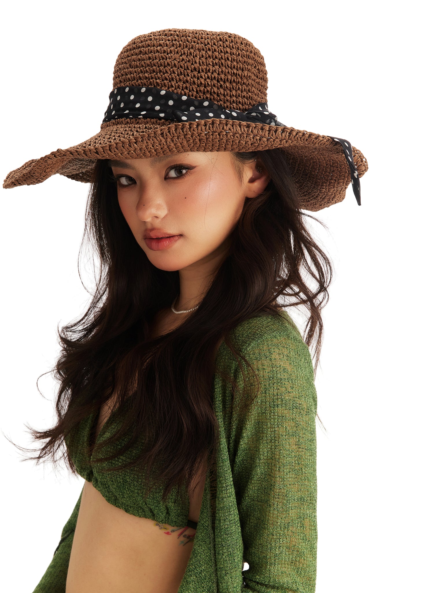 Wild Brim Packable Straw Hat with Silk Ribbon - Café Noir