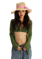 Wild Brim Packable Straw Hat with Silk Ribbon - Blush Riviera