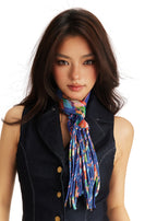 Frida With Love Silk Skinny Fringe Scarf - Azul Muse