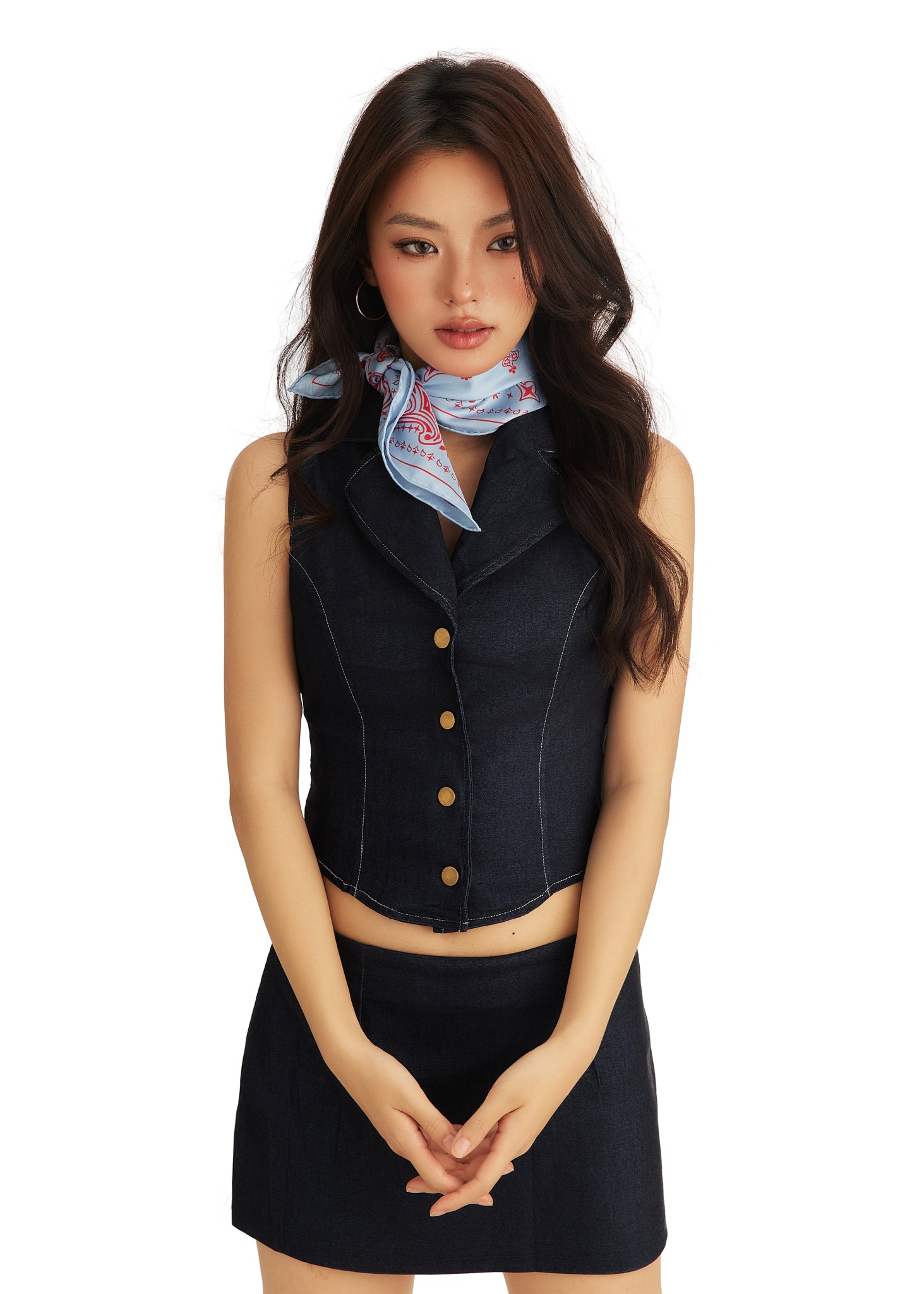 Paisley Silk Bandana Scarf - Dreamscape Blue