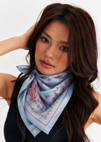 Paisley Silk Bandana Scarf 26 - Dreamscape Blue