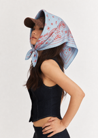 Paisley Silk Bandana Scarf 26 - Dreamscape Blue