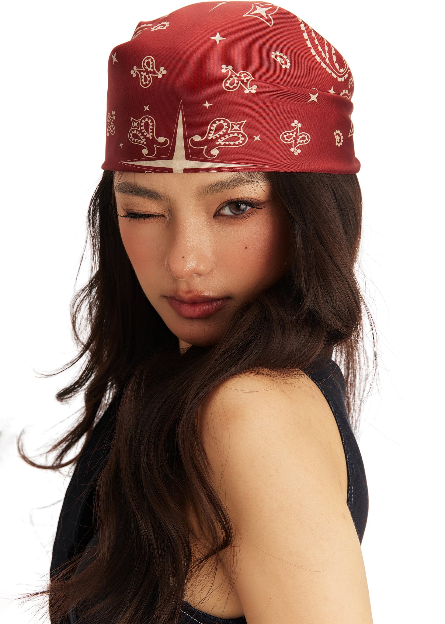 Paisley Silk Bandana Scarf - Ruby Burgundy