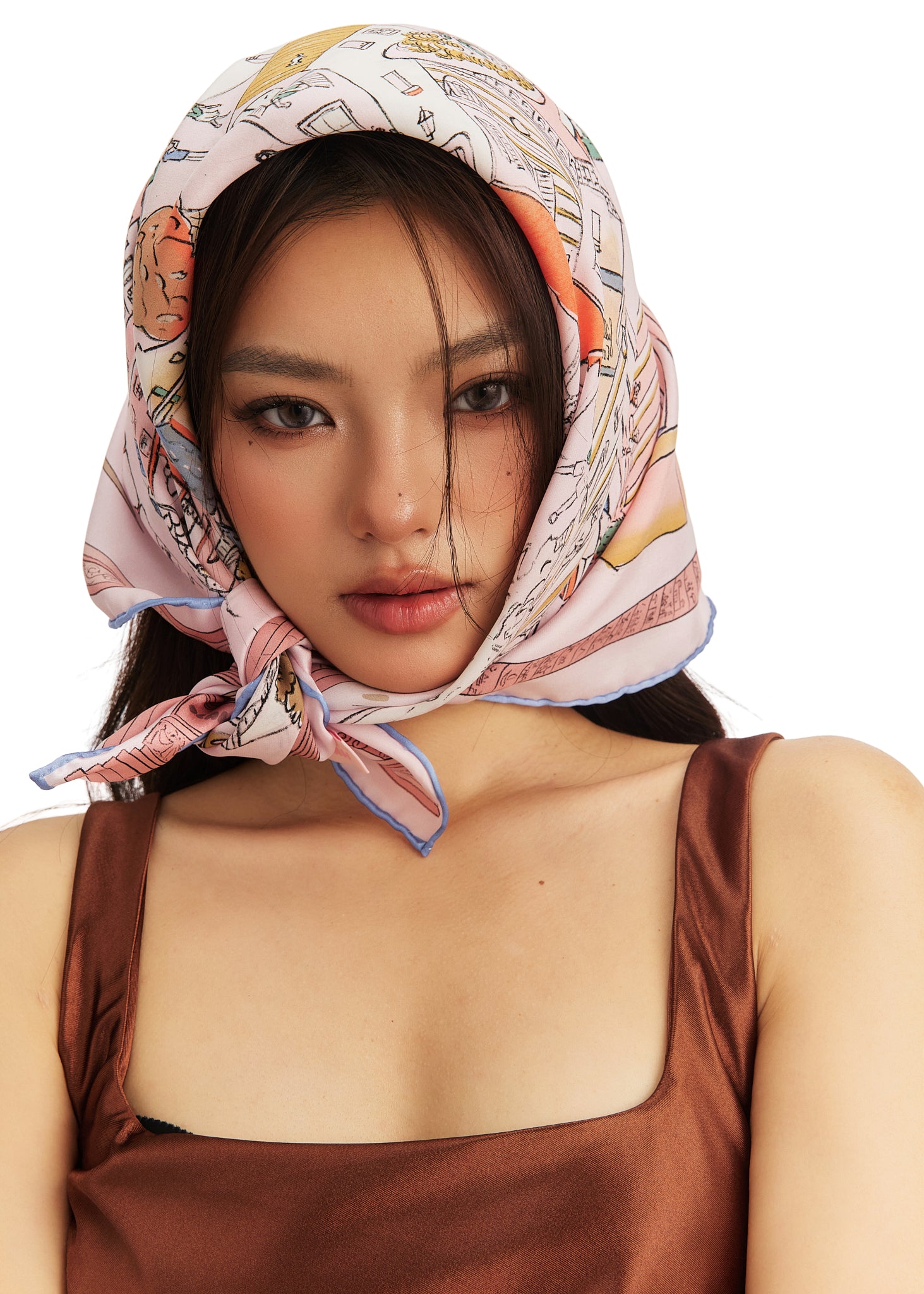 Rome Silk Square Scarf - Roman Blush