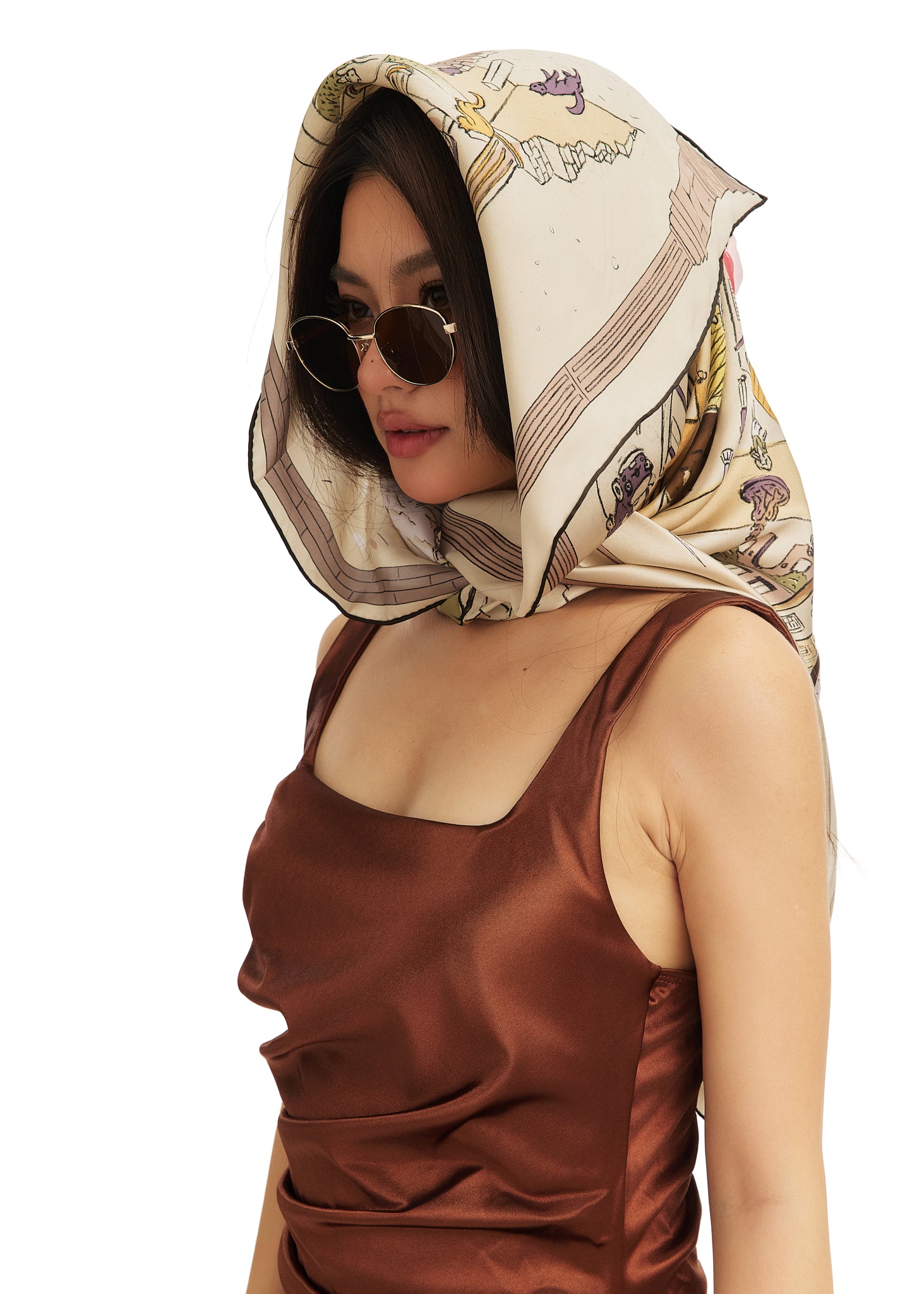 Rome Large Silk Square Scarf - Soft Limestone