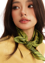 Paisley Silk Bandana Scarf - Soft Olive