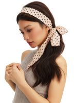 Le Petit Dot Silk Hair Ribbon Scarf - Champagne