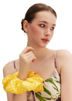 Olah Silk Marshmallow Scrunchie - Lemon Polka