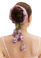 Lily of the Valley Silk Hair Tie Scrunchie - Purple