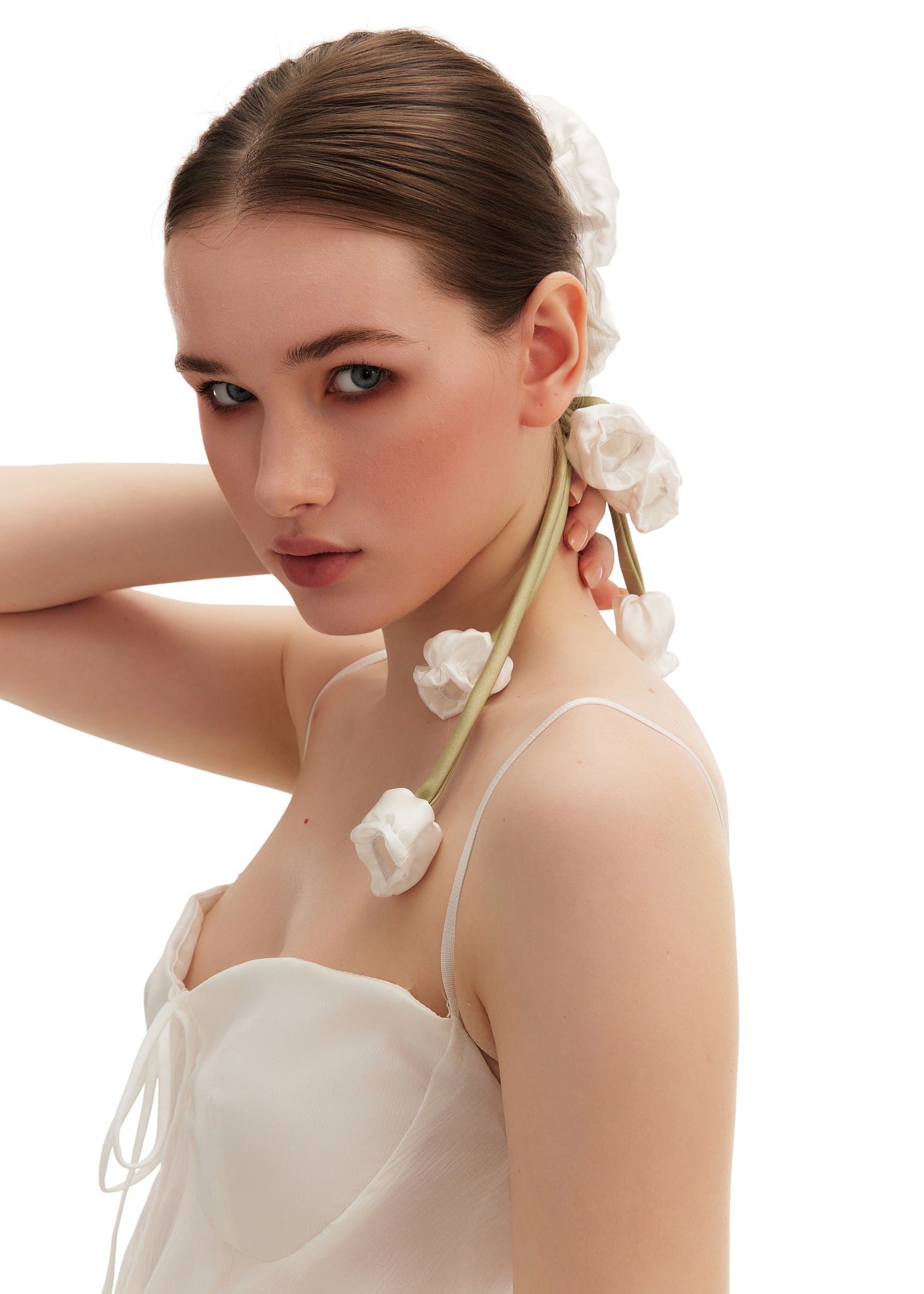 Lily of the Valley Silk Hair Tie Scrunchie - White