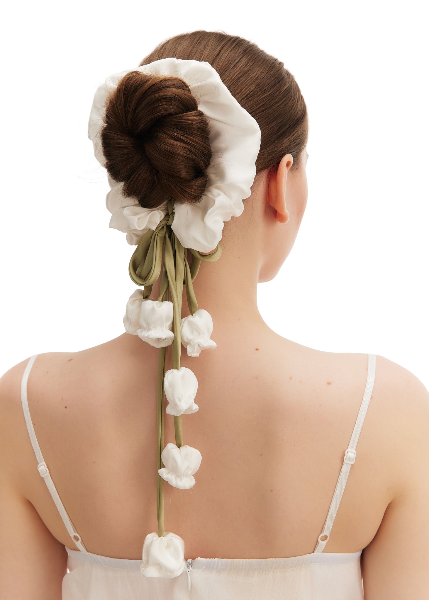 Lily of the Valley Silk Hair Tie Scrunchie - White