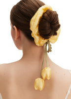 Tulip Silk Hair Tie Scrunchie - Lemon Mist