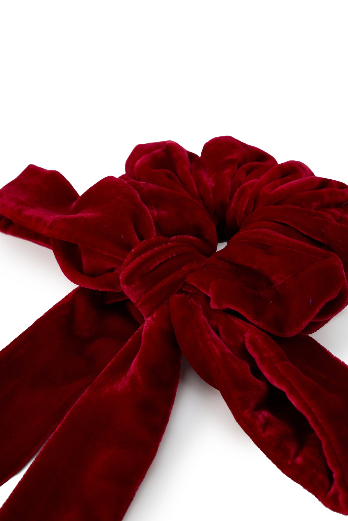 Olah Silk Velvet Ribbon Scrunchie - Red