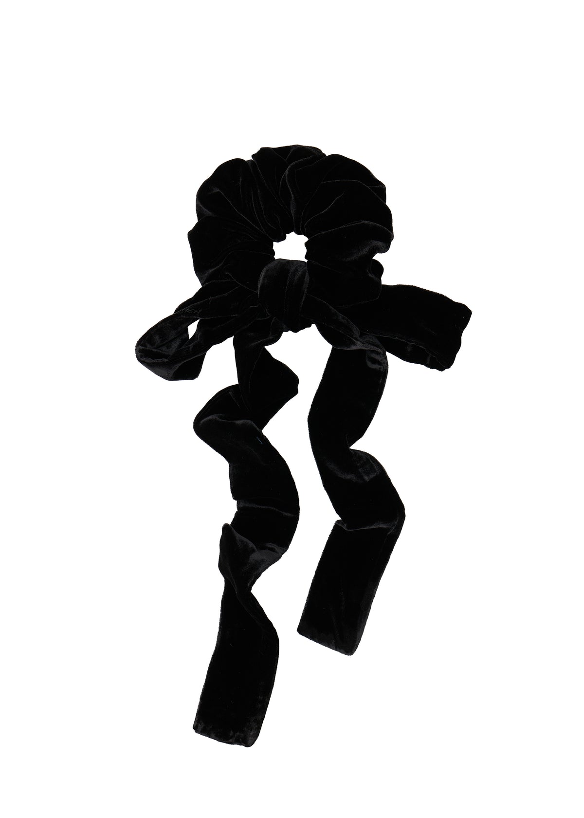 Olah Silk Velvet Ribbon Scrunchie - Black