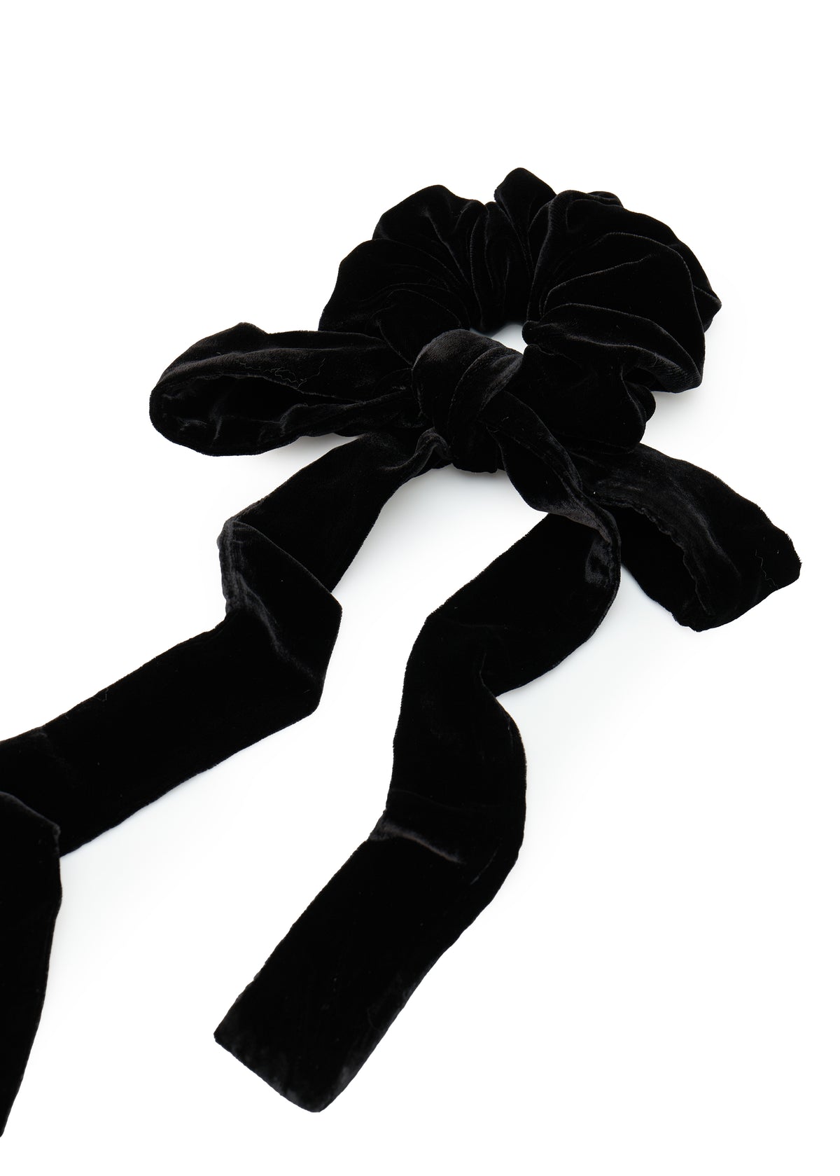 Olah Silk Velvet Ribbon Scrunchie - Black