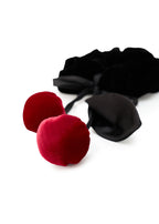 Cherry Silk Velvet Hair Tie Scrunchie - Black