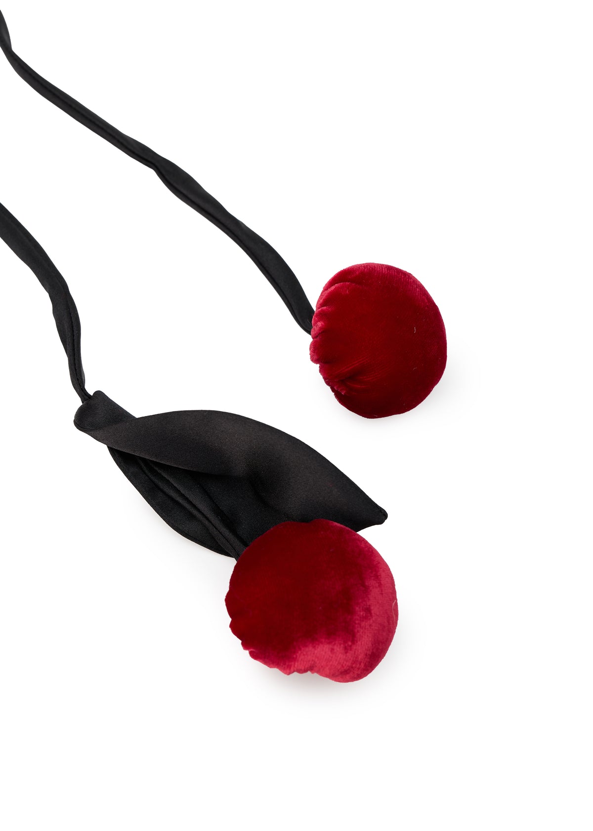 Cherry Silk Velvet Hair Tie Scrunchie - Black