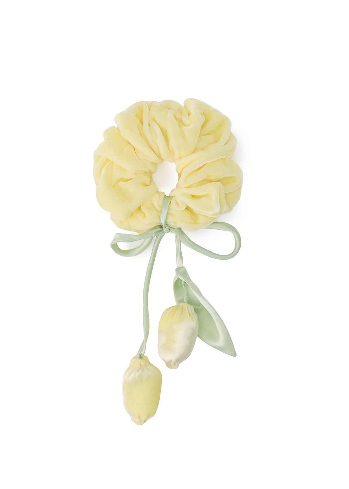Lemon Silk Velvet Hair Tie Scrunchie - Yellow