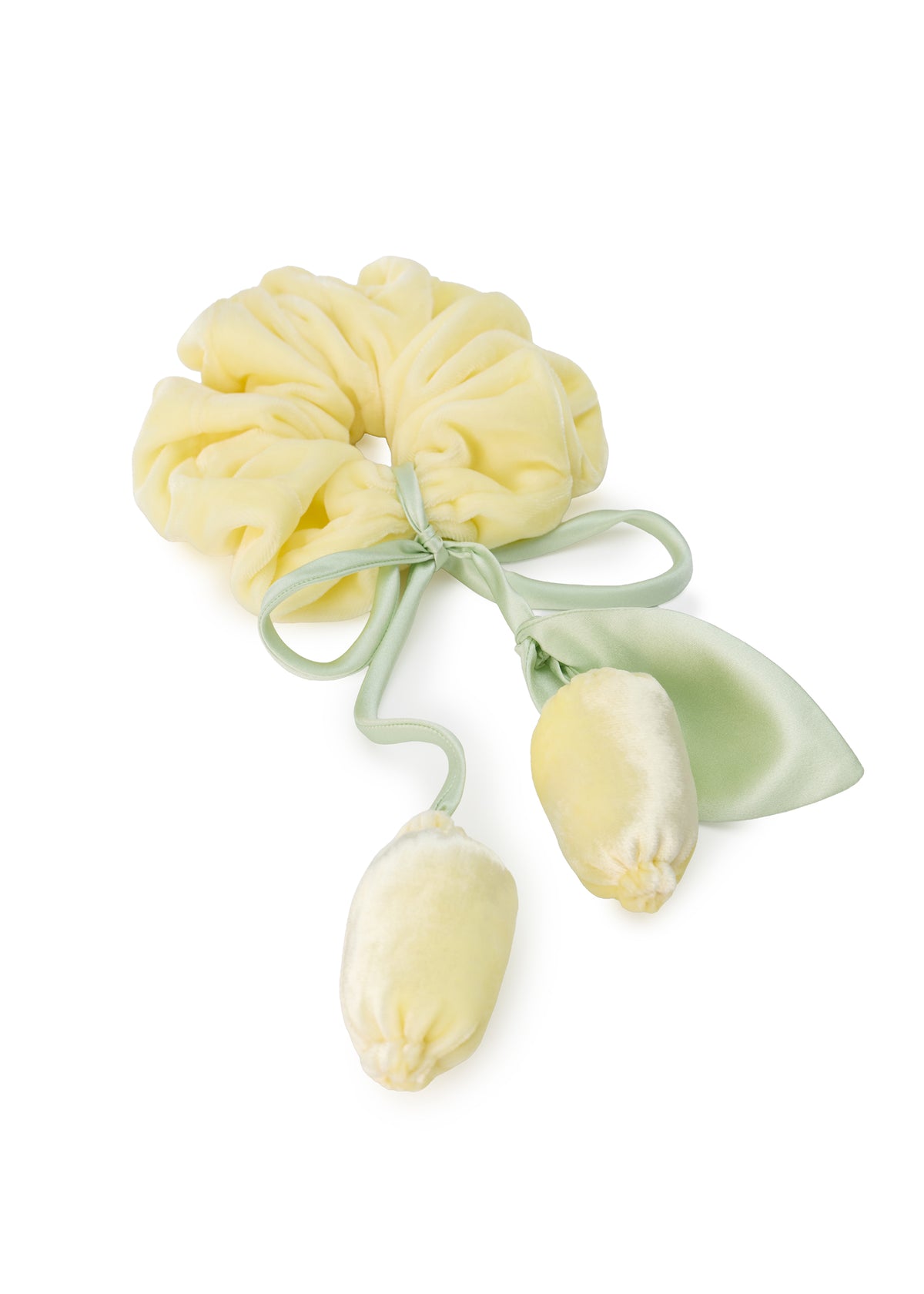 Lemon Silk Velvet Hair Tie Scrunchie - Yellow
