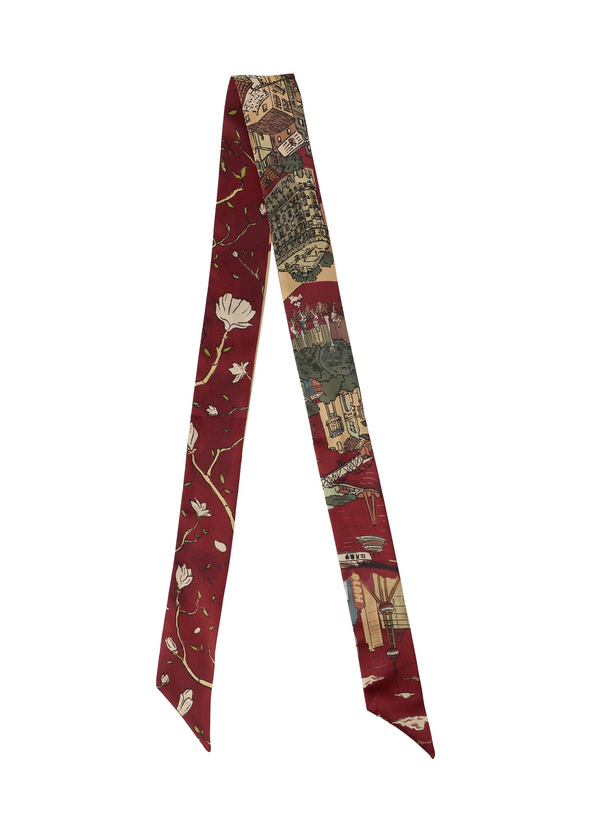 Shanghai Silk Skinny Scarf - Red