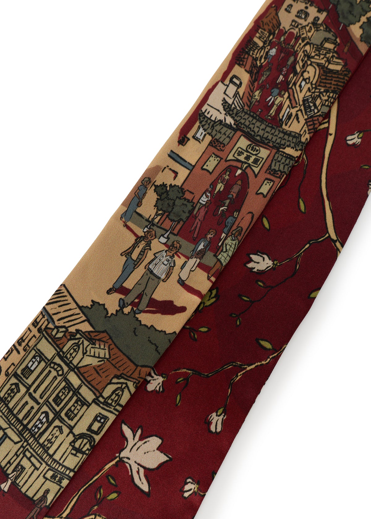 Shanghai Silk Skinny Scarf - Red