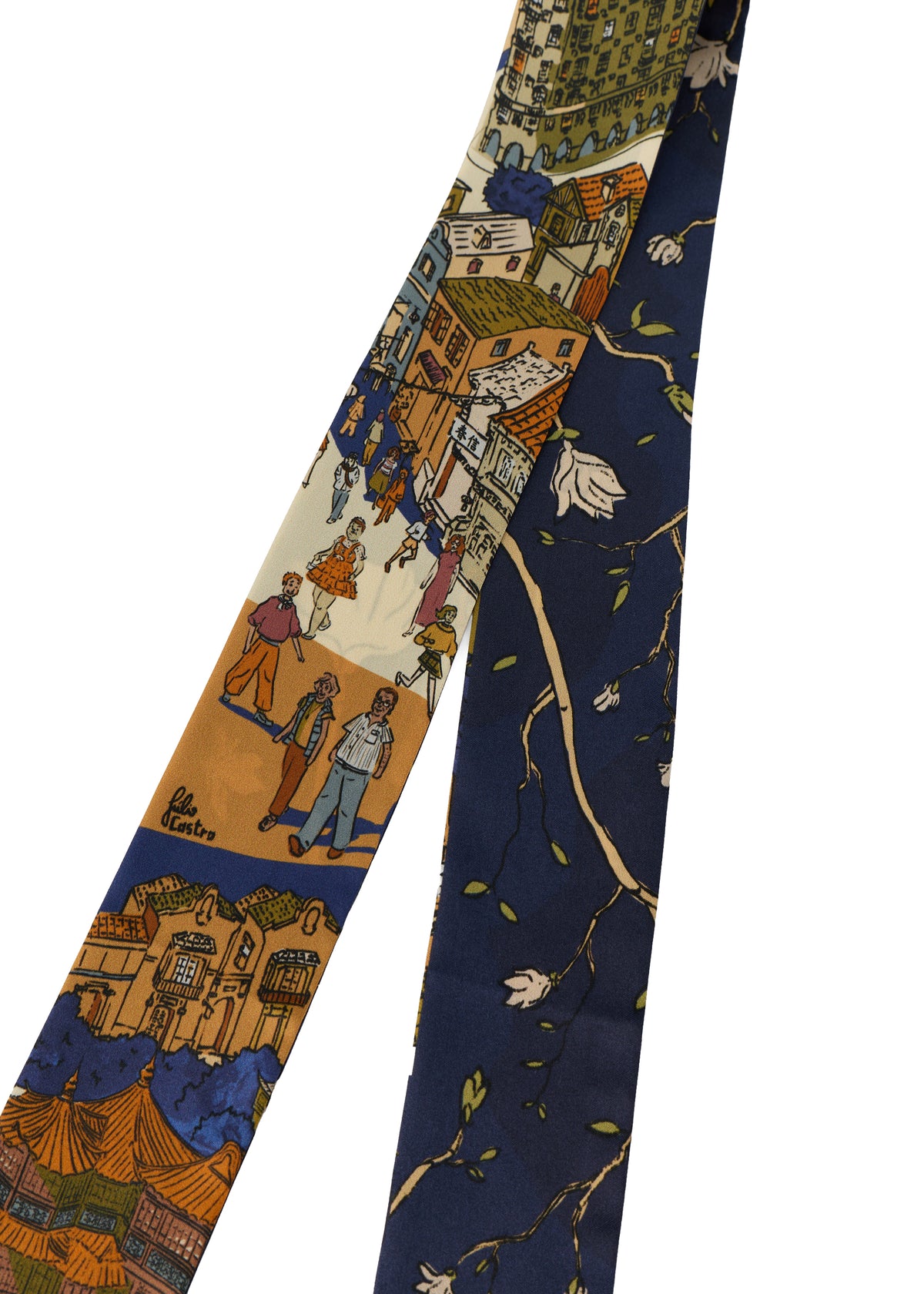 Shanghai Silk Skinny Scarf - Blue