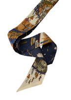Shanghai Silk Skinny Scarf - Blue