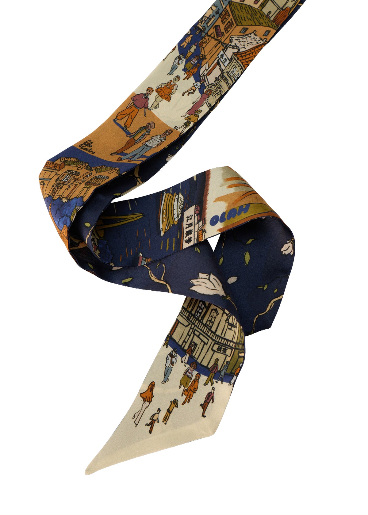 Shanghai Silk Skinny Scarf - Blue