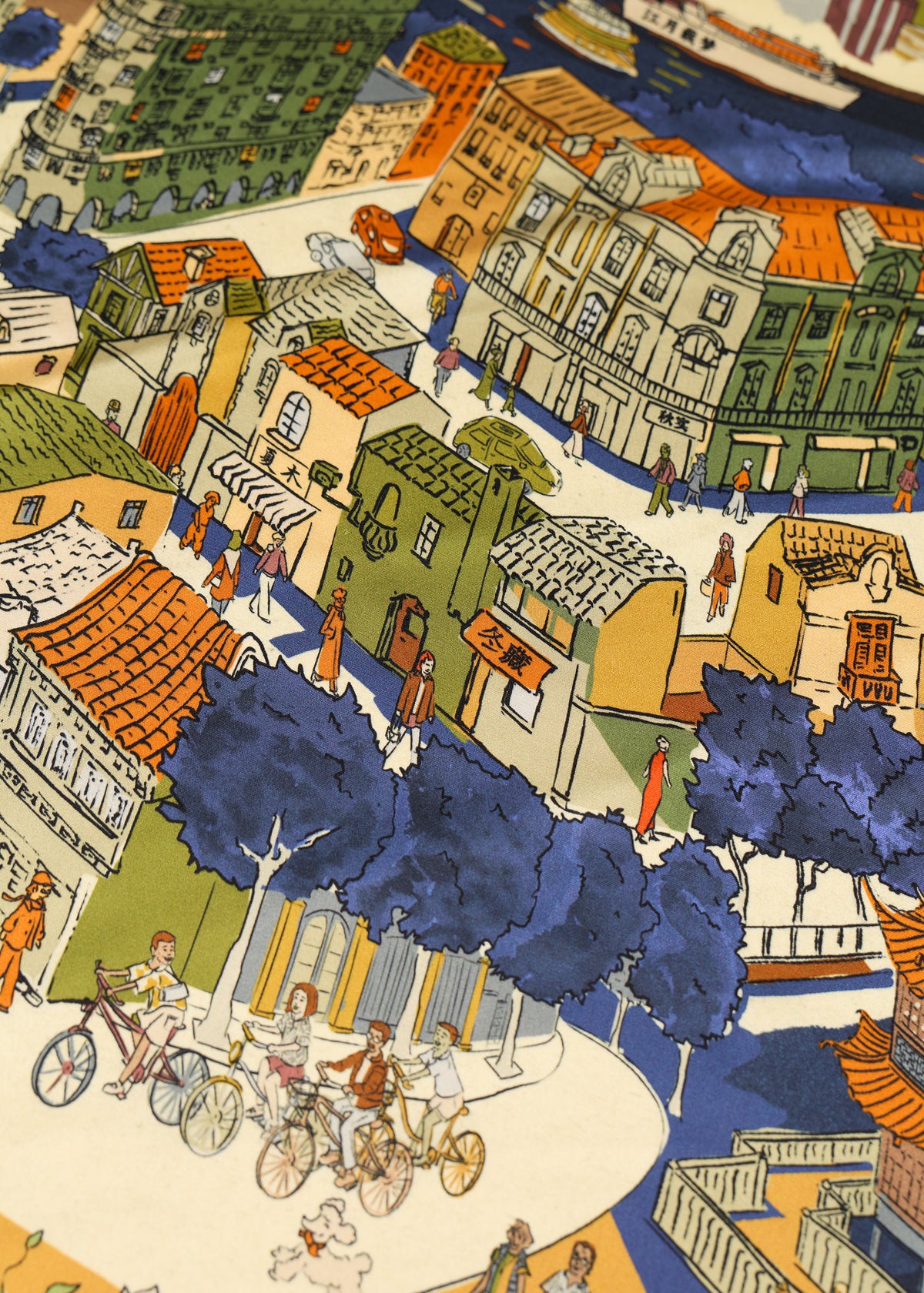 Shanghai Silk Square Scarf 26 - Blue