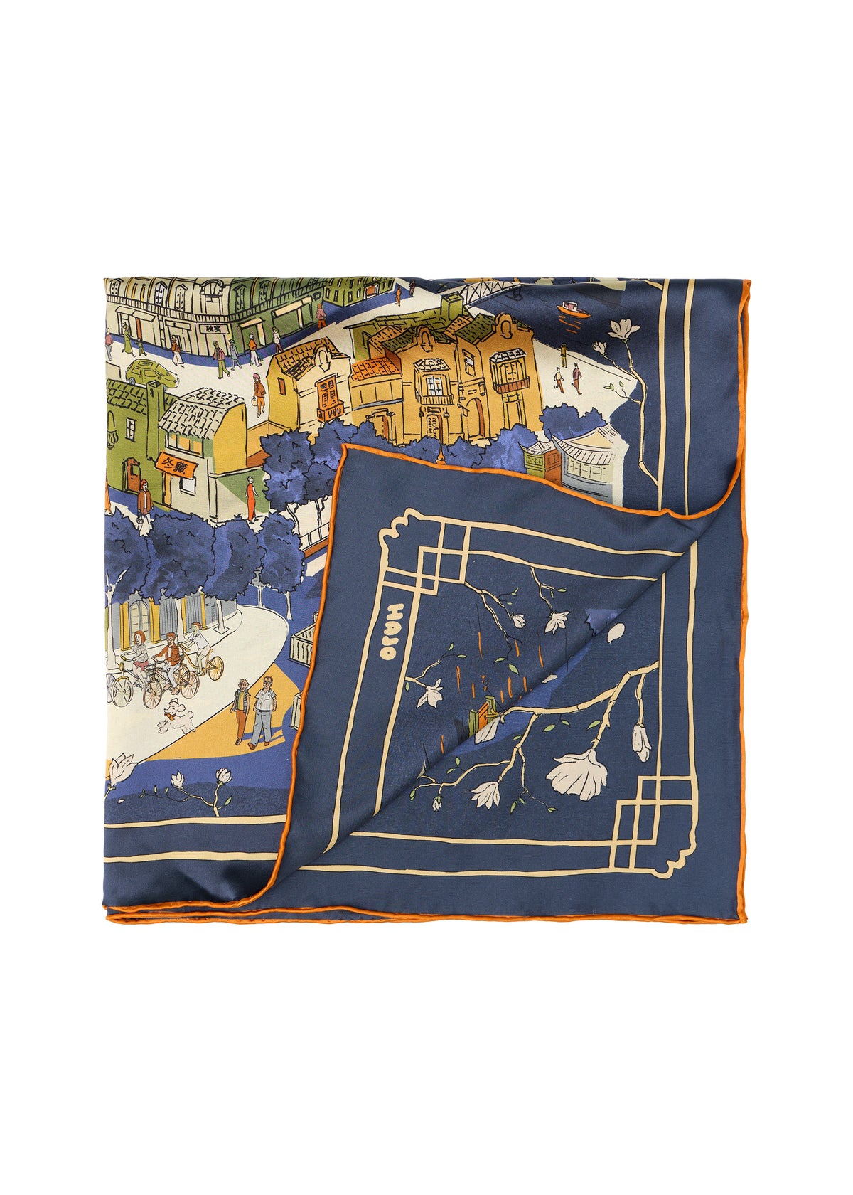 Shanghai Silk Square Scarf 26 - Blue