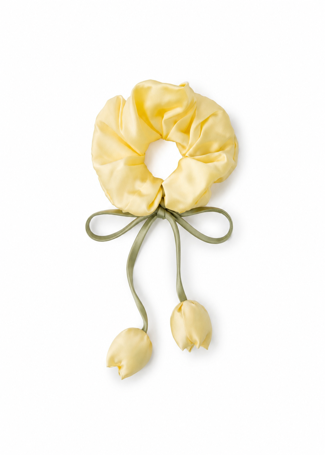 Tulip Silk Hair Tie Scrunchie - Lemon Mist