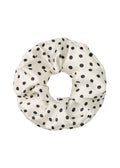 Petite Dot Silk Scrunchie - White