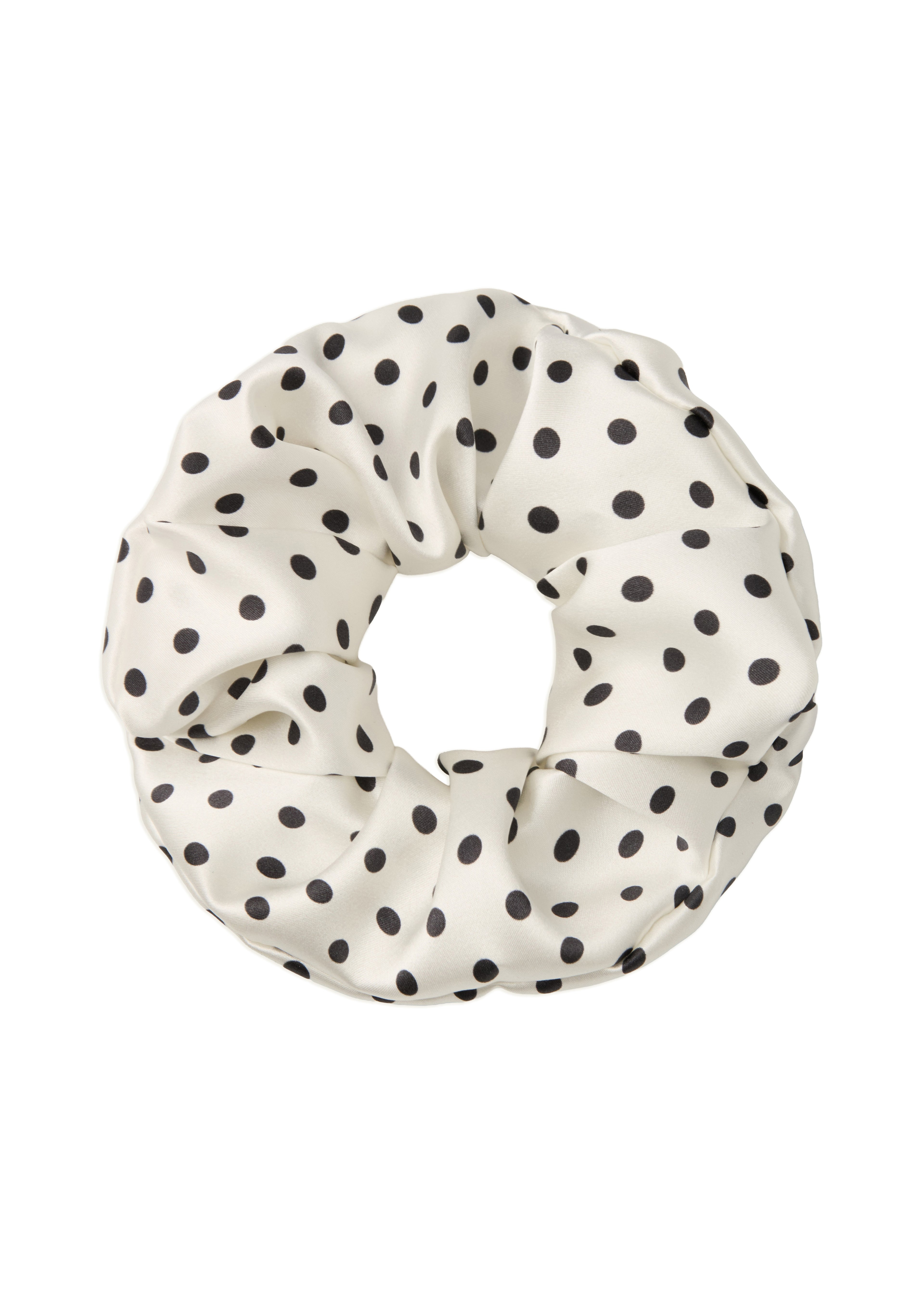 Petite Dot Silk Scrunchie - White